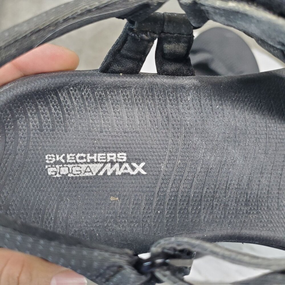 Skechers Shoes Womens Size 9 Black Textile On The Go GoWalk Sandals - Picture 2 of 10